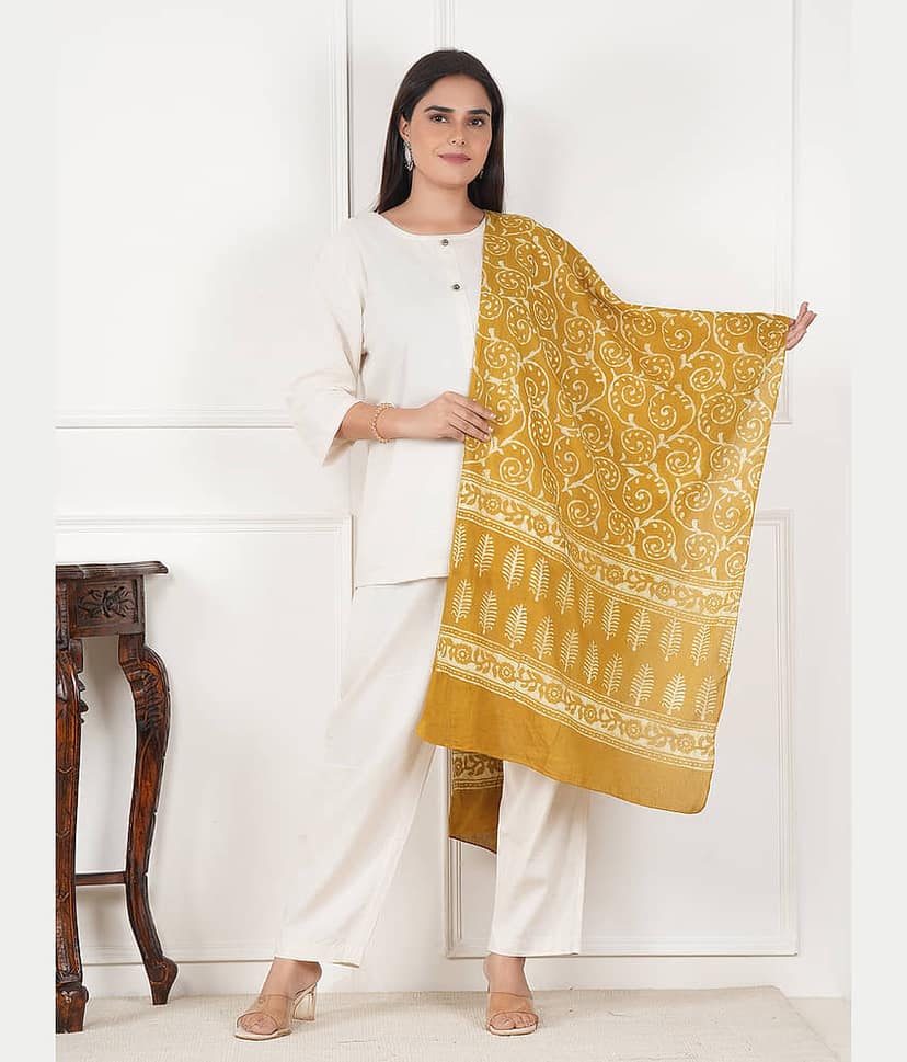 Style 98 Mustard Cotton Blend Women's Stole ( Pack of 1 ) view 2