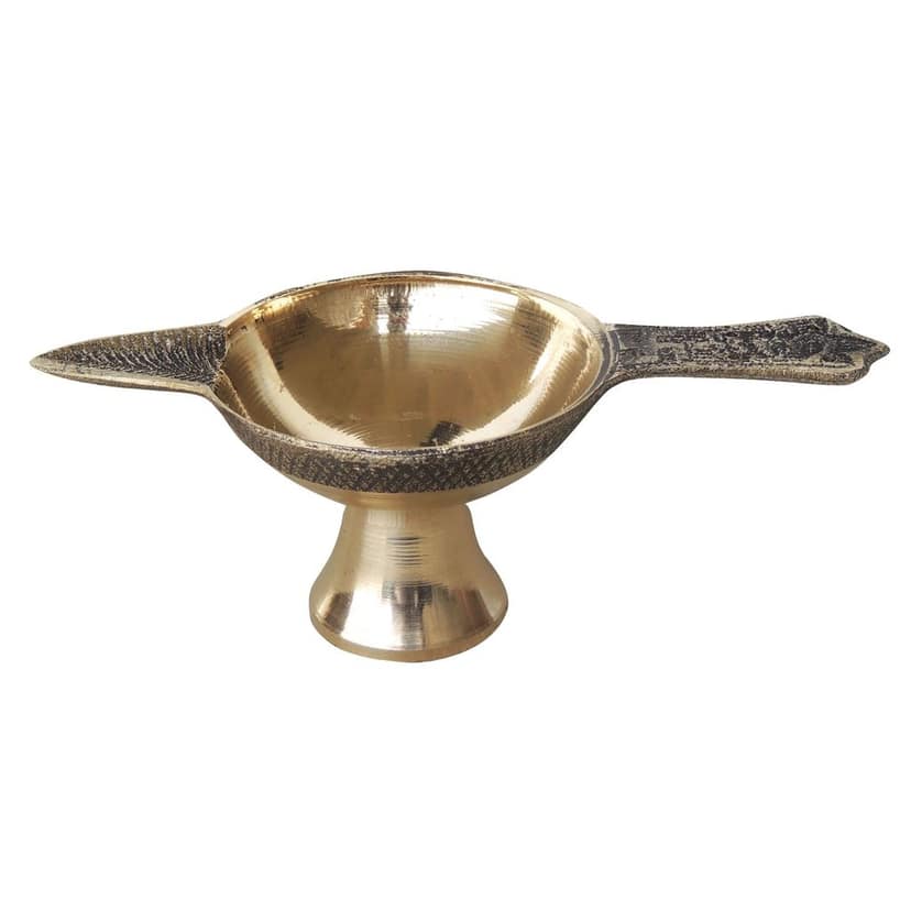 Brass Table Decor Oil Lamp Deepak No. 5 - Extra Large Brass Diya for Festivals, Height : 2.3 Inch (FMAS626 F) view 2