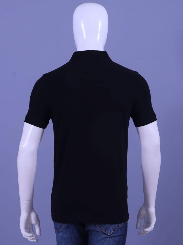 Men's Black Enzyme Finish Solid Polo T-Shirt view 4