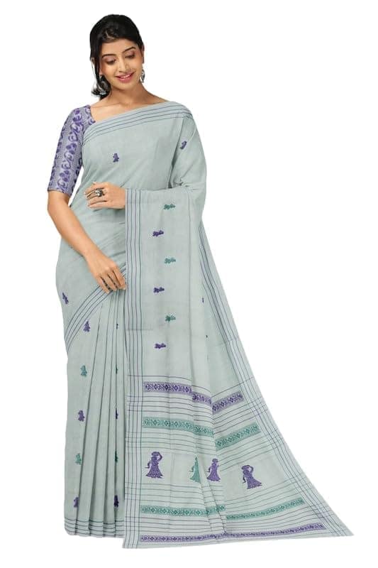 APCO Handloom - Women's Rahajmundry Pure Cotton Handloom Saree (Off White)