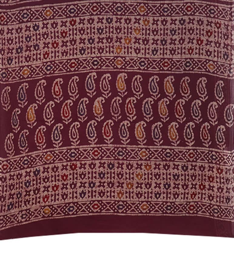 Handblock Printed Batik Cotton Saree view 2