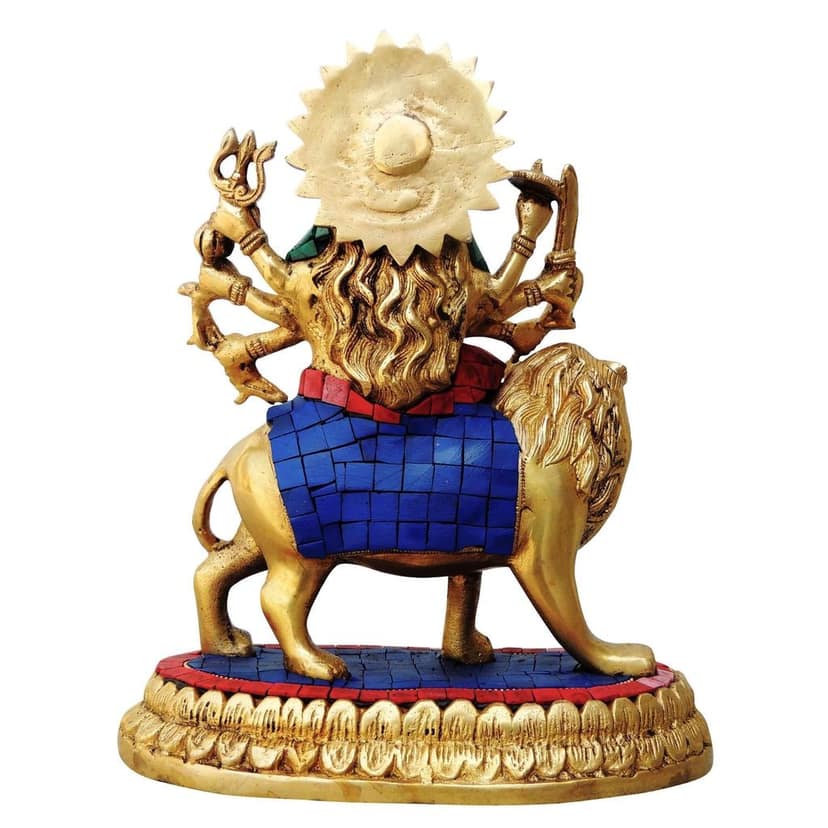 Brass Durga Ji Goddess Idol - Premium Brass Temple Showpiece, Height : 9 Inch (BSMAS440) view 3