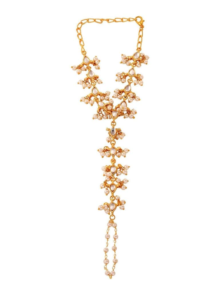 Gold Plated Kundan studded Ring Bracelet view 4
