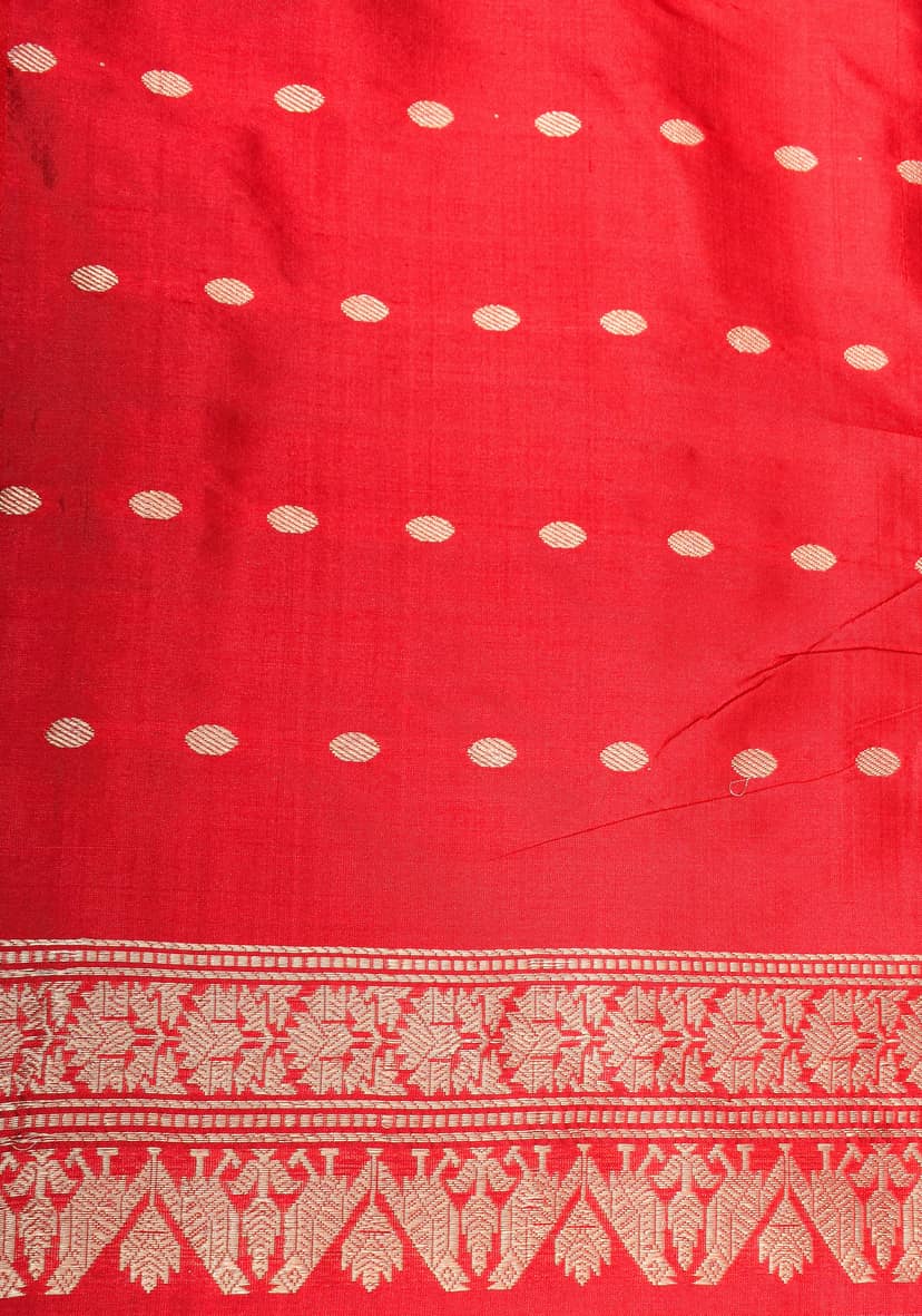 Sparrow Butta Shikaargah Banarasi Meenakari Saree in Purple and Red | Silk Mark Certified view 6