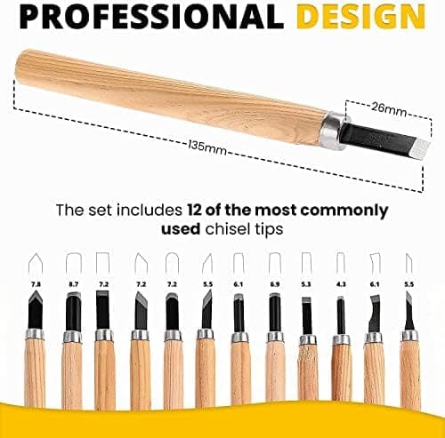 KABEER ART Wood Carving Tool Set of 12pcs for Carpenters and Hobbyists view 3