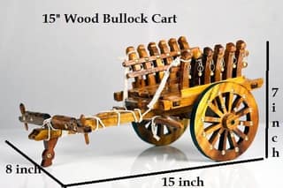 Samsam Samyak Sagwan/Teak Wood Polished 15 Inch Bullock Cart Without Bull Pair & Couple .A Perfect & Antique Showpiece for DECOR Drawing Room.