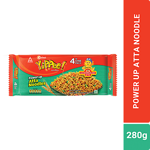 Sunfeast YiPPee! Power Up Atta Noodles - Instant Noodles, 280 g (Pack of 4)