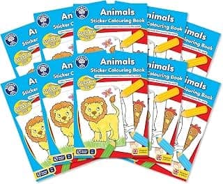 Orchard Toys Animals Sticker Colouring Book Engaging Educational Activity Designed for Preschoolers and Kids Aged 3 to 7 years – Pack of 10
