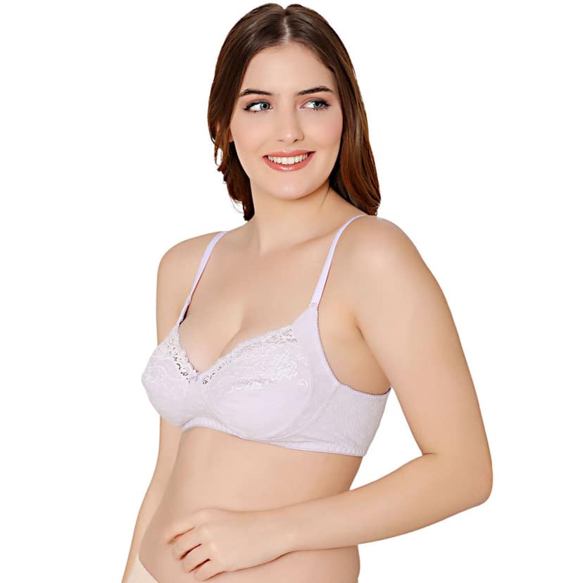 Bodycare cotton spandex wirefree adjustable straps designer net cup non padded Bra-5506LOV view 2