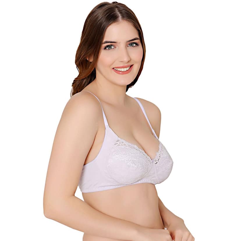Bodycare cotton spandex wirefree adjustable straps designer net cup non padded Bra-5506LOV view 3