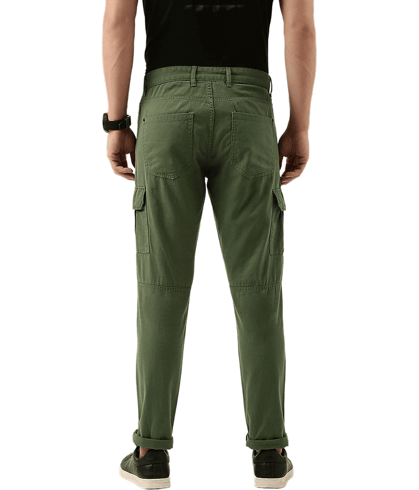IVOC Men Pure Cotton Slim Fit Over-dye Cargos Trousers view 2
