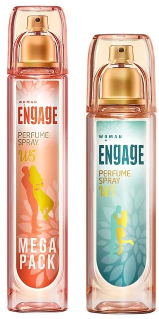 Engage Perfume Spray W5 for Women, Floral and Fruity, Skin Friendly, 160 ml & W3 Perfume Spray For Women, Citrus and Floral, Skin Friendly, 120ml Engage Perfume Spray W5 for Women, Floral and Fruity, Skin Friendly, 160 ml & W3 Perfume Spray For Women, Ci