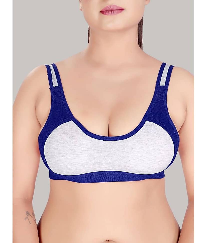 HAYA Cotton Non Padded Women's Everyday Bra ( Blue ) view 2