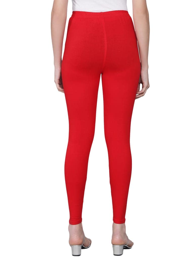 SOFT COLORS Women's Skinny Fit Ethnic Wear Ankle Length Leggings (Red) view 6