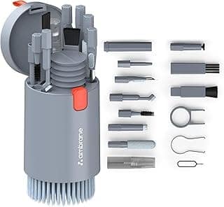 Ambrane 20-in-1 Cleaning Kit for Smartphones, Tablet, PC Computer, Laptops, Keyboards, DSLR Camera Lens, Earphones, Airpods with Screen Dust Brush, Key Puller & Spray Bottle (ACK-01, Grey)