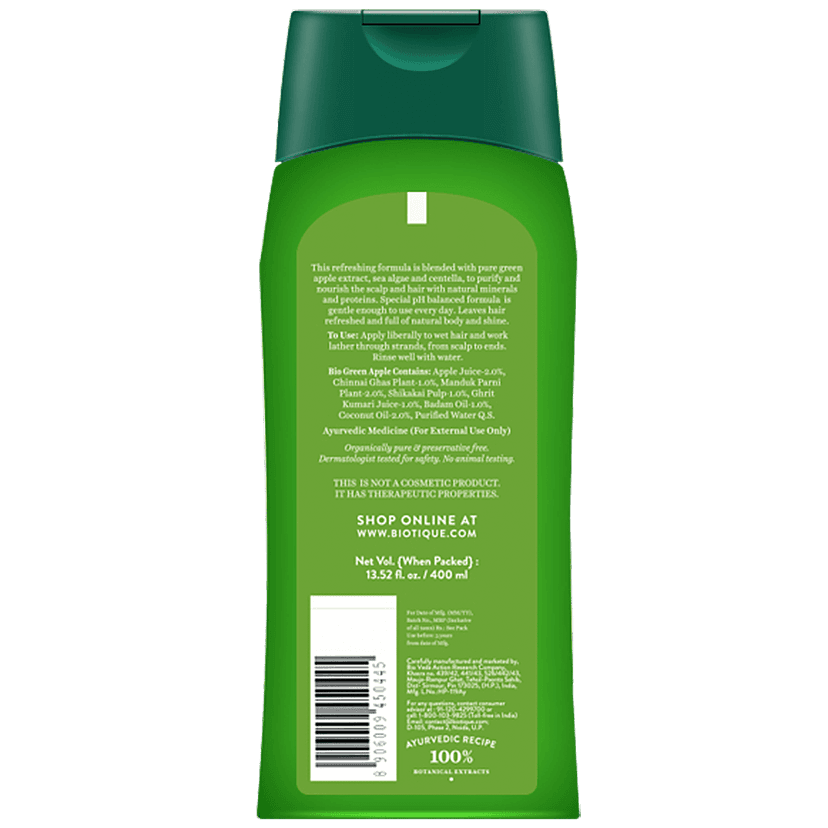 BIOTIQUE Fresh Daily Purifying Shampoo & Conditioner - Green Apple, For Oily Scalp & Hair, 400 ml view 2