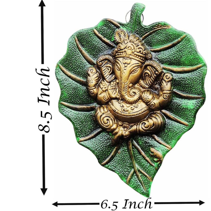 Aluminum Showpiece Ganesh Patta Green Color Statue (ASMAS095 B) view 2