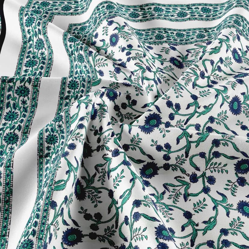 Cotton Blanket - Single Dohar ( 60 x 90 Inches) Blue Green Floral-N view 2