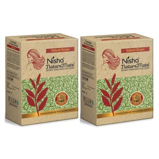 Nisha Nature Mate Henna Based Hair Color Natural Brown 90g Pack of 2 No Ammonia, No PPD, No Peroxide, 100% Grey Coverage