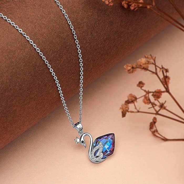 Silver Gracious Swan Pendant with Chain view 3
