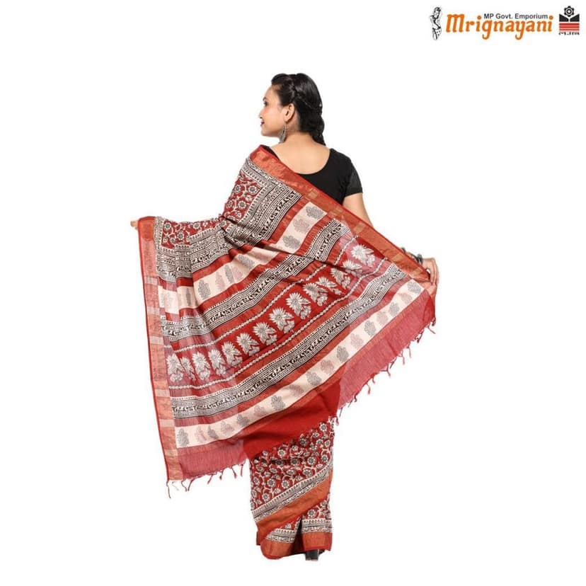 HANDLOOM KOSA SILK SAREE WITH BLOUSE (SKU - 3N0102060622, SAREE - 1289) view 4