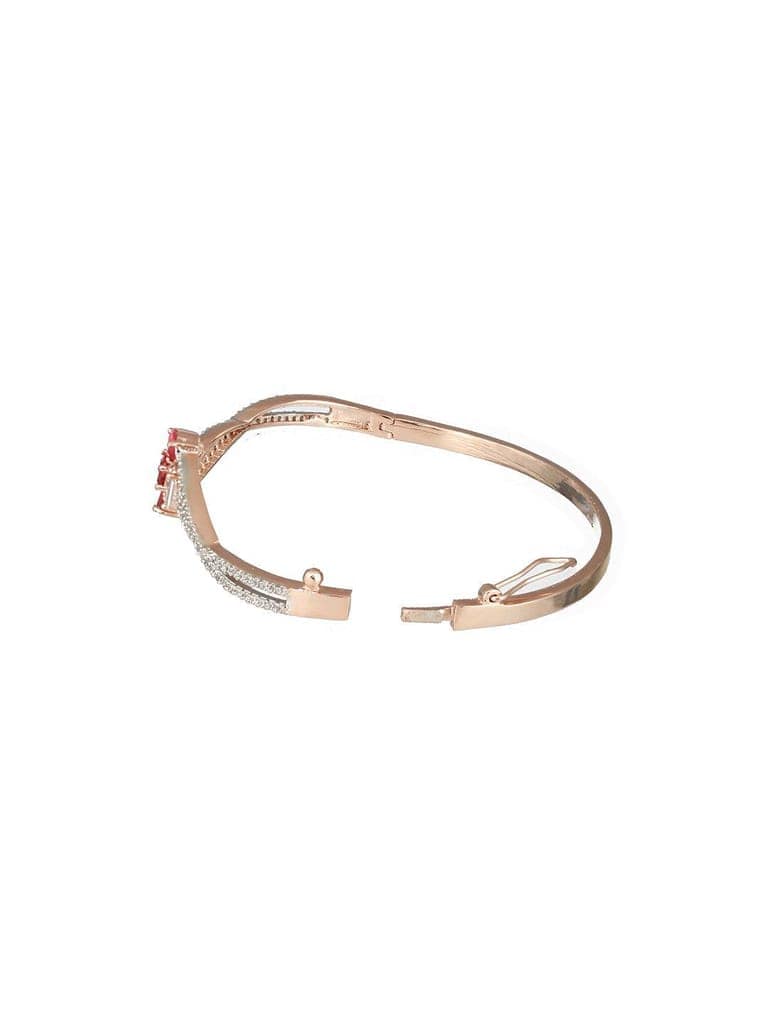 Rose Gold plated Red AD Studded Minimal Bangle Bracelet view 10