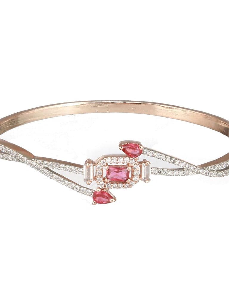 Rose Gold plated Red AD Studded Minimal Bangle Bracelet view 5