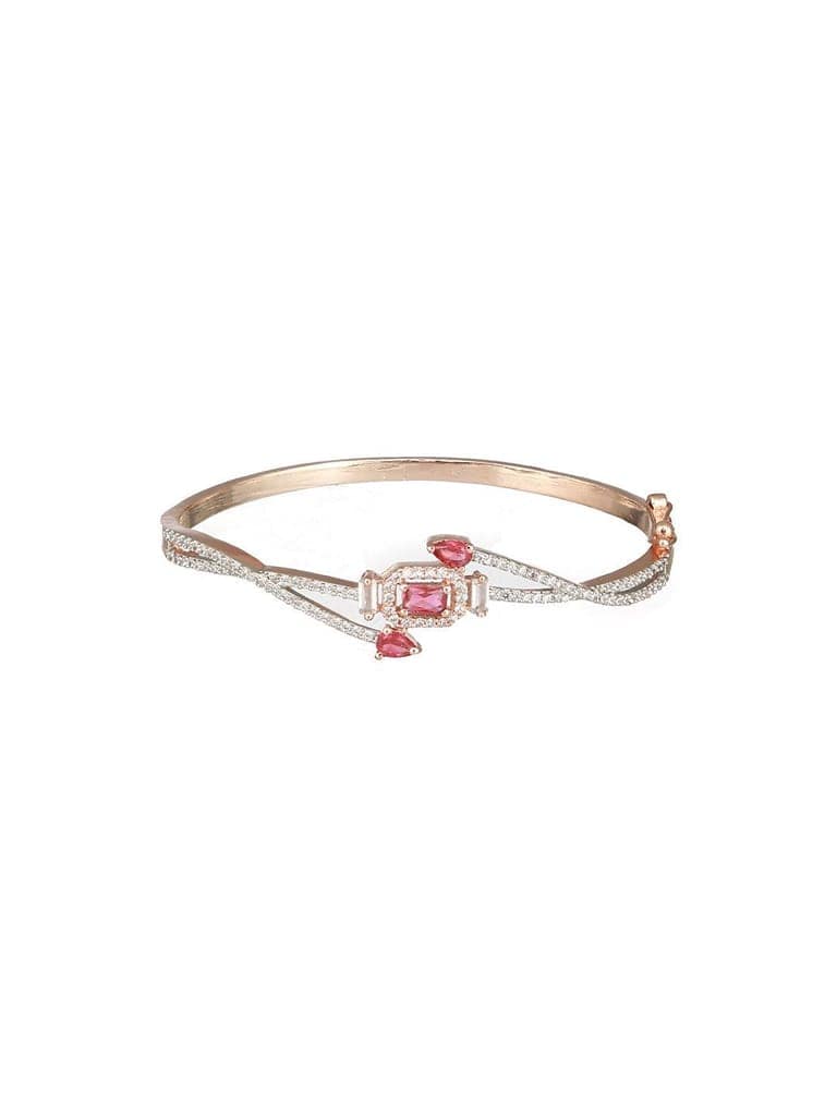 Rose Gold plated Red AD Studded Minimal Bangle Bracelet view 6