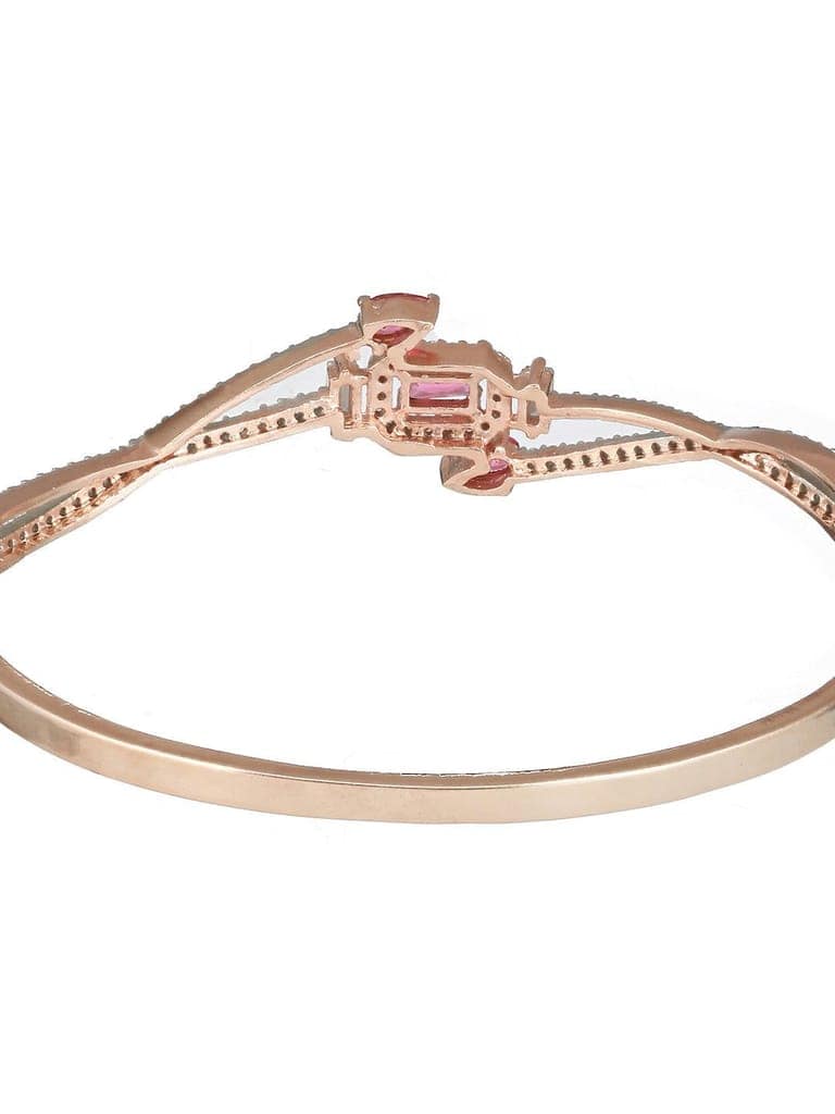 Rose Gold plated Red AD Studded Minimal Bangle Bracelet view 7
