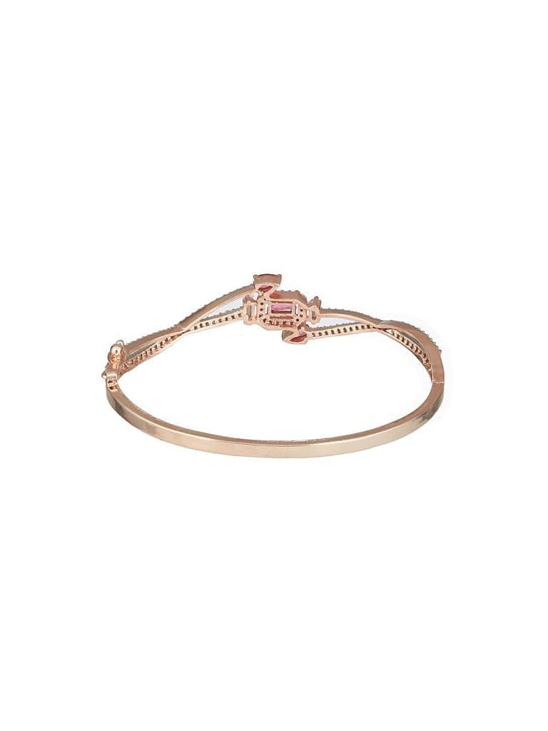 Rose Gold plated Red AD Studded Minimal Bangle Bracelet view 8