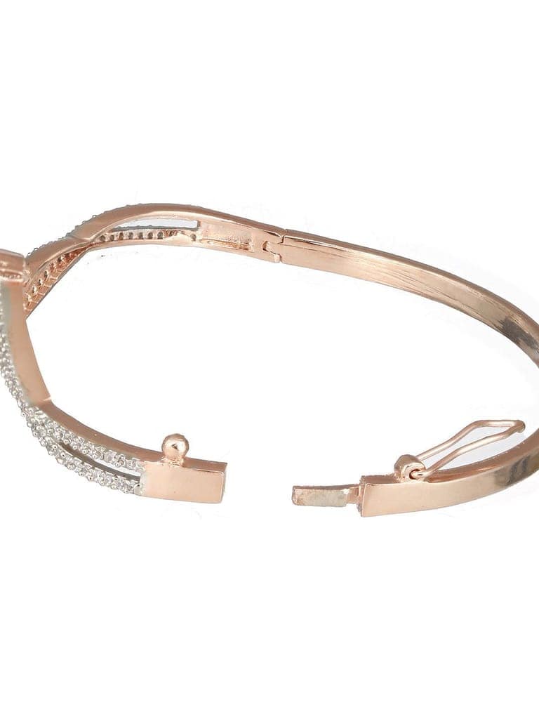 Rose Gold plated Red AD Studded Minimal Bangle Bracelet view 9