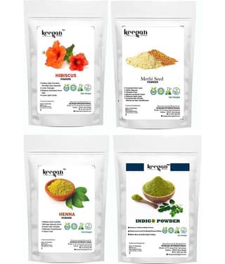 Keegan Keegan Methi,Hibiscus,Henna,Indigo Powder Paraben Free Henna 400 g Pack of 4