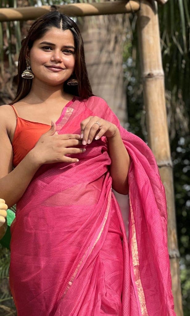 Kota Doria Pure Silk Saree Hand Dyed with Blouse-1705 view 4