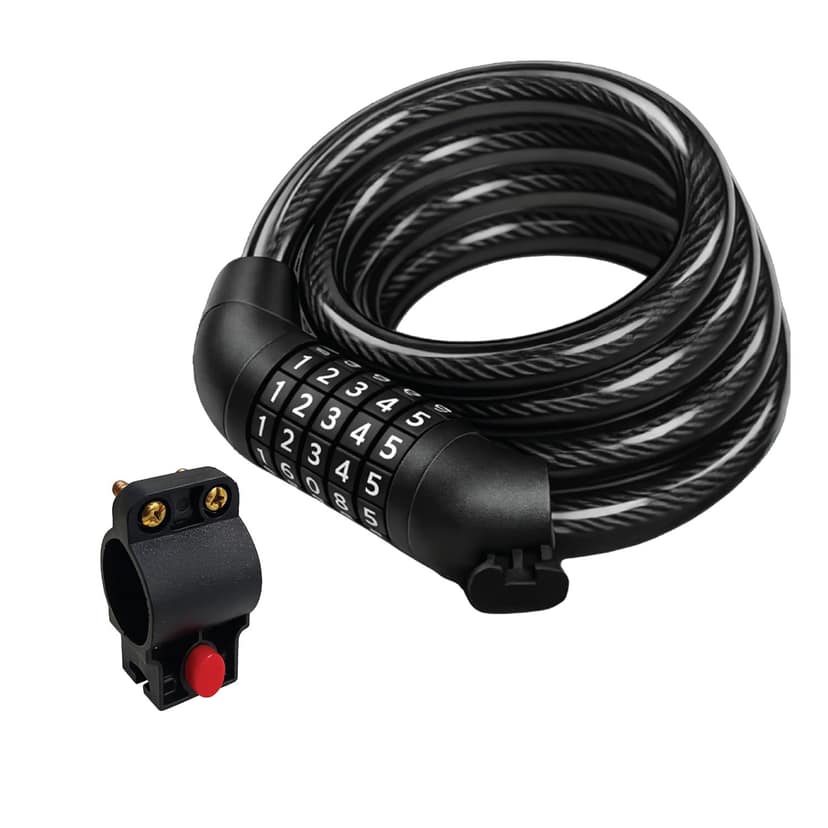 Robustt 5-Digit Resettable Combination Cable Lock with 1.2m Steel Cable - Black