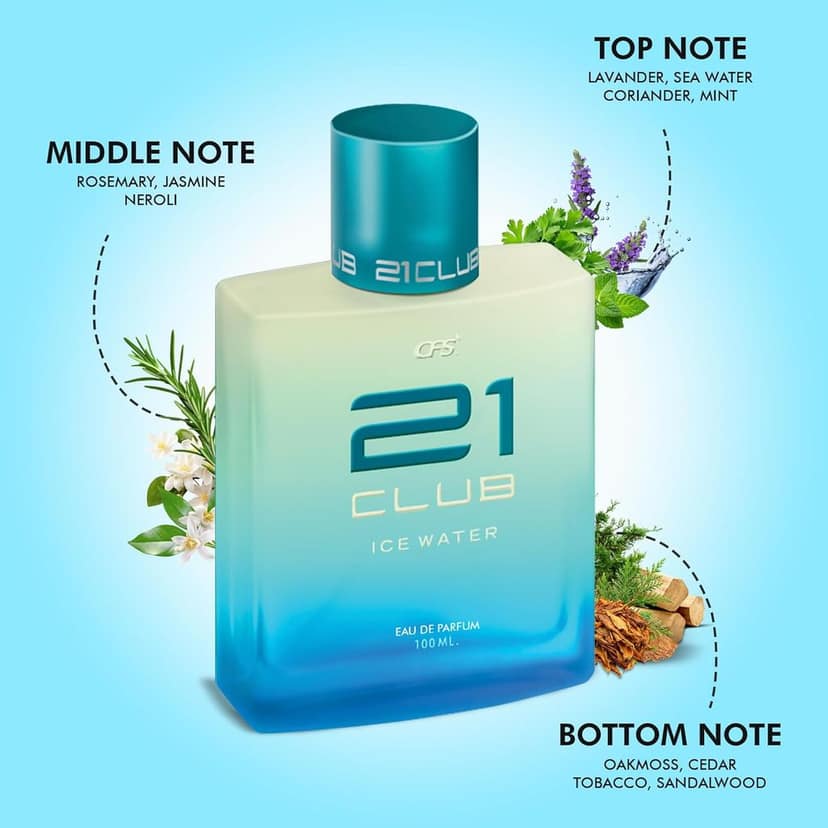 CFS 21 Club Ice Water Eau De Parfum Long Lasting EDP for Men and Women 100ml | A Refreshing Marine Escape view 3