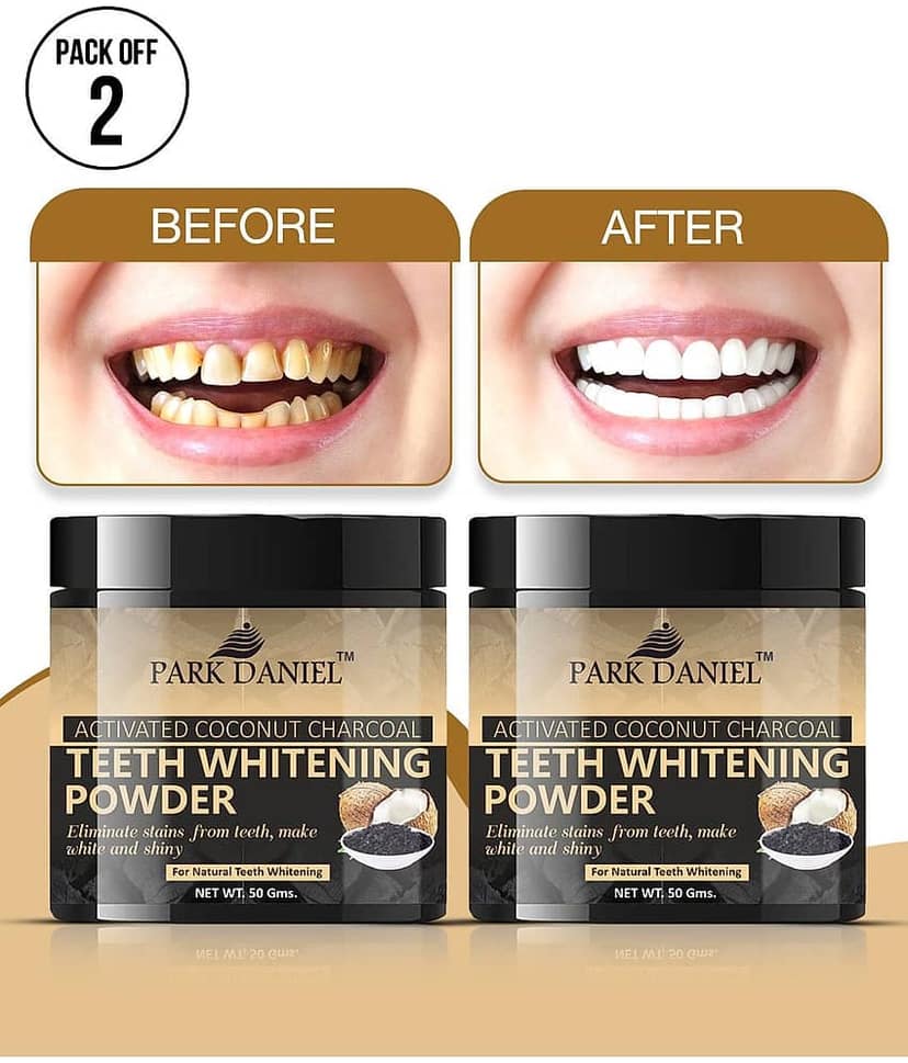 Park Daniel Coconut Shell Charcoal Teeth Whitening Powder Denture Oral Kit Pack of 2