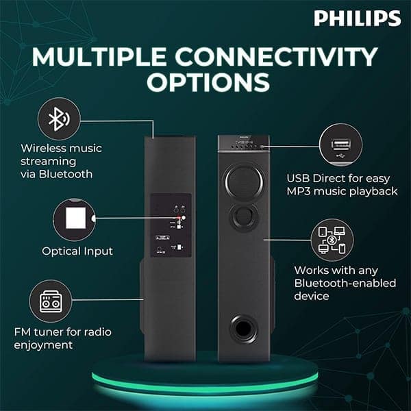 Philips Audio SPA9085 2.0CH 100W Multimedia Tower Speakers with Wireless Microphone view 3