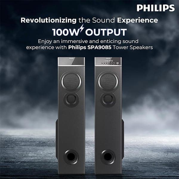 Philips Audio SPA9085 2.0CH 100W Multimedia Tower Speakers with Wireless Microphone view 4
