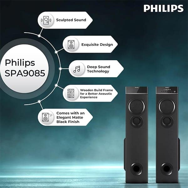 Philips Audio SPA9085 2.0CH 100W Multimedia Tower Speakers with Wireless Microphone view 6