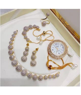 Navya Collections Alloy Golden Choker Contemporary/Fashion Gold Plated Necklace set Combo