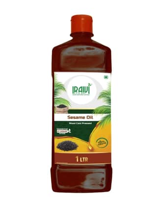 Iraivi Cold Pressed Sesame Oil 1L (Wood Pressed Nallennai) – Unrefined, Natural, Chekku/Ghani Extracted, Rich Aroma, Cooking & Ayurvedic Use