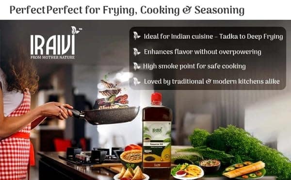 Iraivi Cold Pressed Sesame Oil 1L (Wood Pressed Nallennai) – Unrefined, Natural, Chekku/Ghani Extracted, Rich Aroma, Cooking & Ayurvedic Use view 5