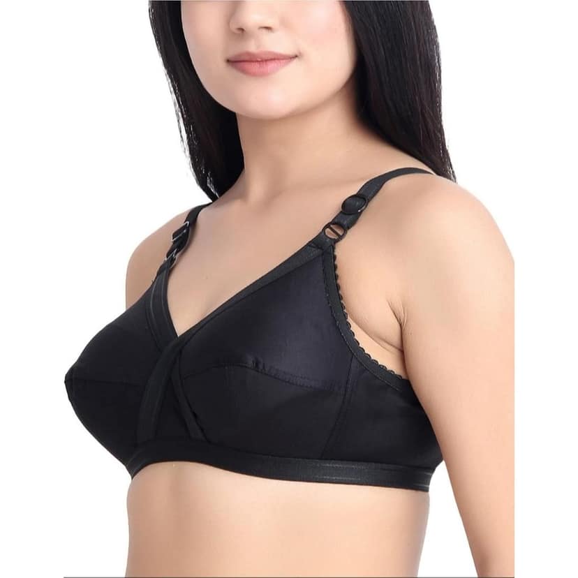 FASHION BONES Women's Cotton Cross Bra | Full Coverage, Non-Padded | Daily Use Cotton Bra | White & Beige | Combo (Pack of 2) view 4