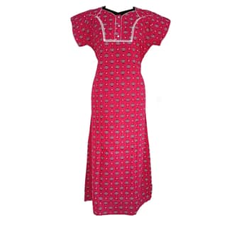 Keshav pure cotton dark print xl size v neck eith button women nighty