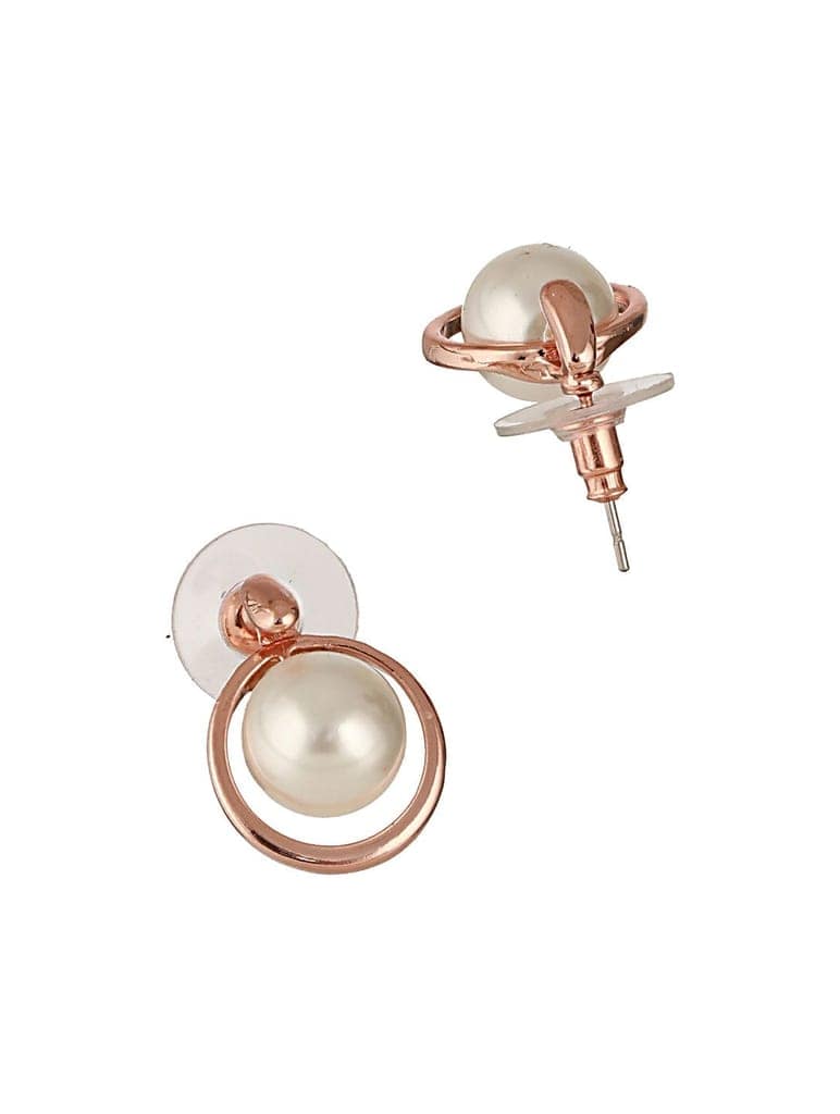 Anti-Tarnish Rose Plated Pearl Beaded Luxe Minimal Pendant jewellery Set view 8