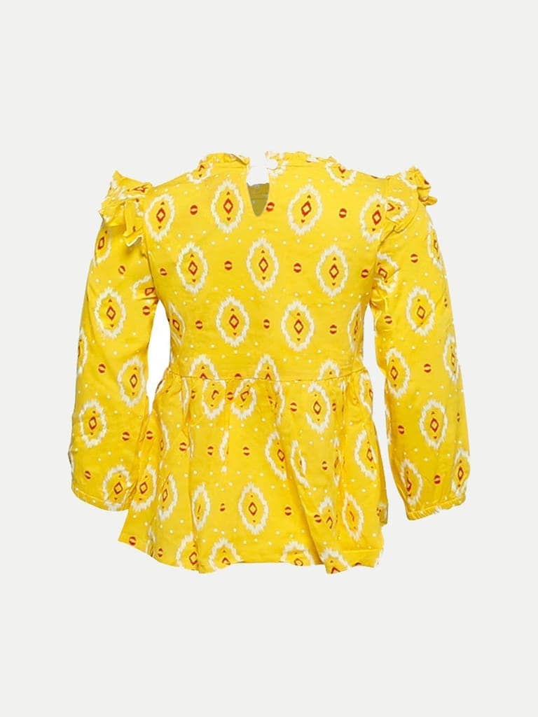 Teen Girls Yellow With Red Printed Dress view 4