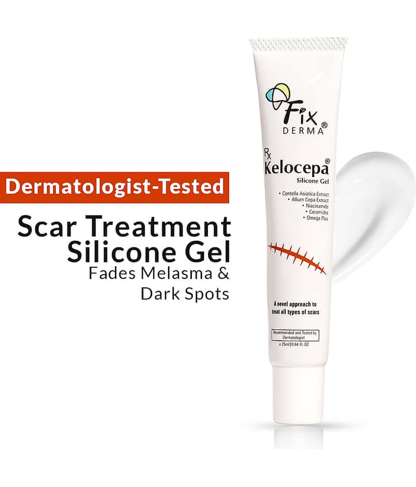 Fixderma Kelocepa Silicone Gel for Scars with Allium Cepa, Niacinamide & Omega Plus | Fades Surgical, Injuries, Burns & Acne Scars with Advanced Healing Formula | Suitable for All Skin Types - 25 ml