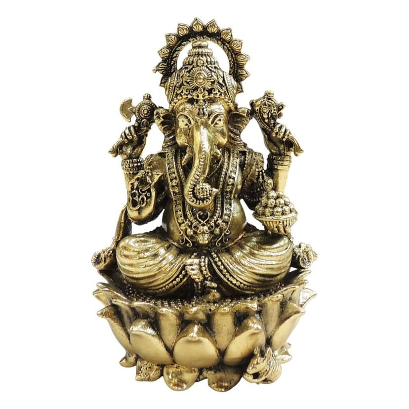 Antique Finish Brass Ganesh Murti for Pooja Room & Home Decor, Height : 5 Inch (BSMAS1848 G) view 2