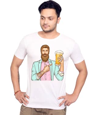 Nityanand Enterprises White Cotton Blend T-Shirt