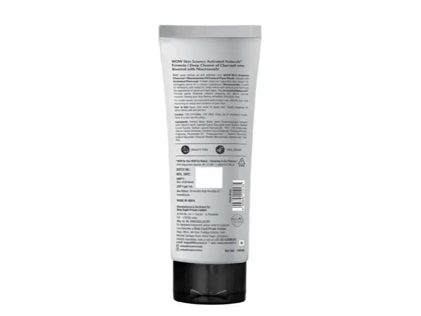 WOW Skin Science Men Charcoal + Niacinamide Face Wash, Deep-Clean Gel - 100ml view 2